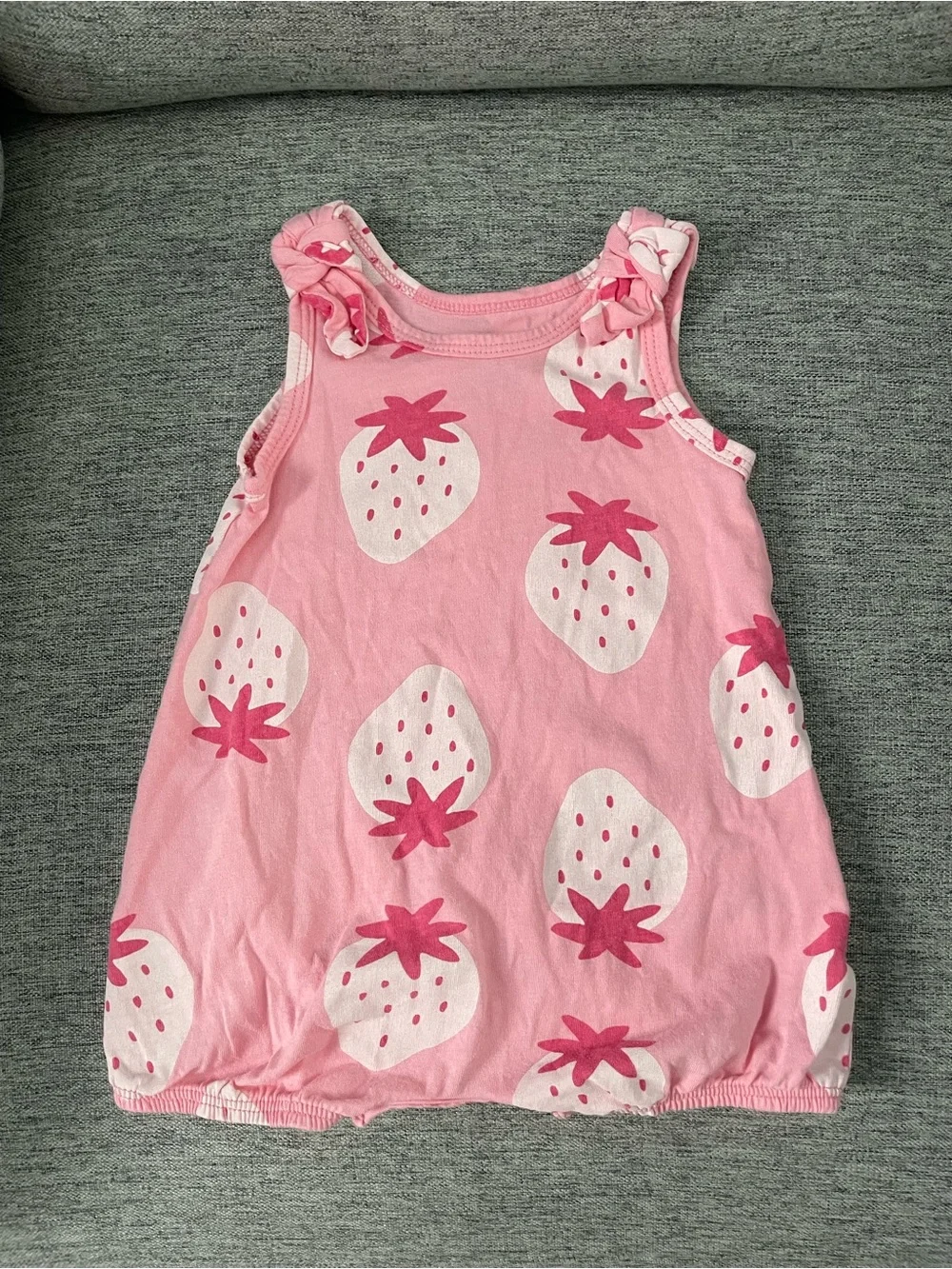 Pink Strawberry Print Kids Pajama Tank